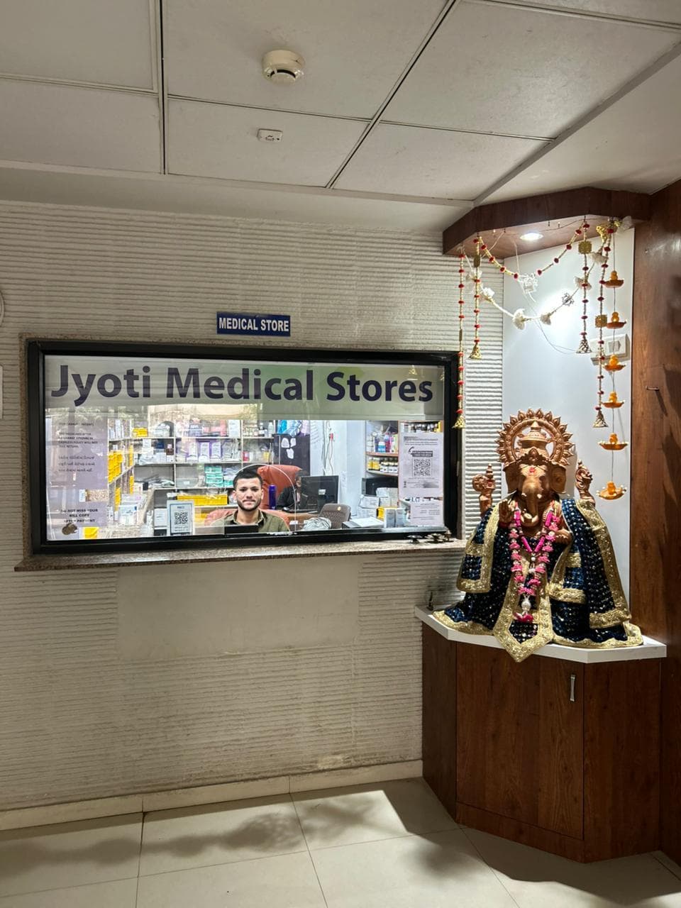 Jyoti Medical Stores counter inside hospital